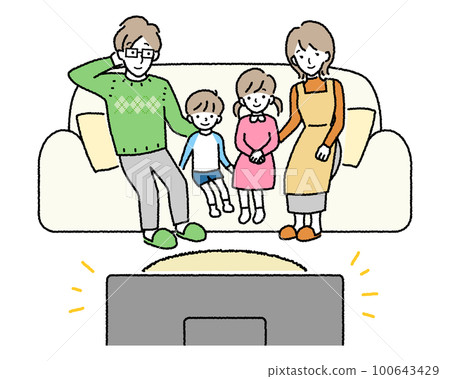 Good friends chatting on the sofa Father, mother, daughter and son Good friends chatting on the sofa Father, mother, daughter and son 100643429