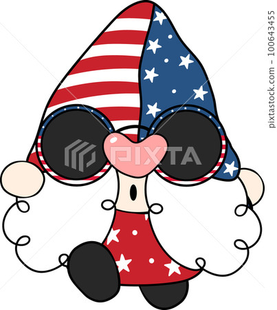 Happy smile 4th July independence Gnome festive cartoon doodle hand drawing Happy smile 4th July independence Gnome festive cartoon doodle hand drawing 100643455
