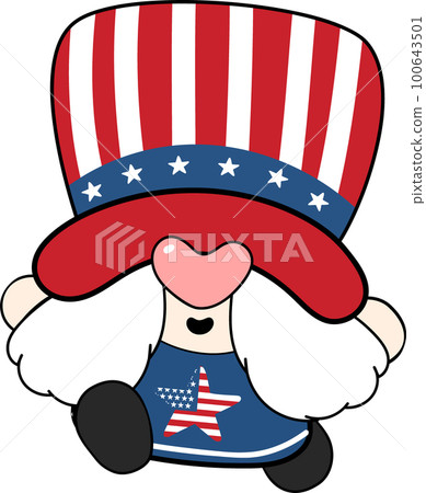 Happy smile 4th July independence Gnome festive cartoon doodle hand drawing Happy smile 4th July independence Gnome festive cartoon doodle hand drawing 100643501