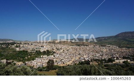 A superb view of the old town of Fez, also called "Fez el Bali" [Morocco] 100645263