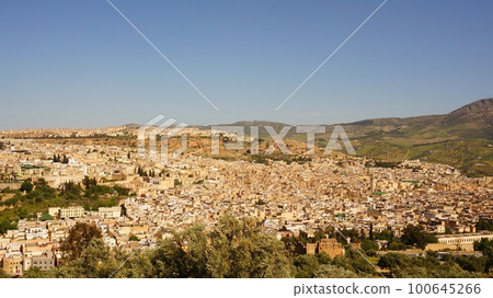 A superb view of the old town of Fez, also called "Fez el Bali" [Morocco] 100645266