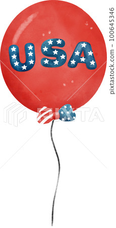 4th of July freedom independence day festive balloon cartoon watercolour decoration illustration 100645346