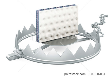 Mattress inside bear trap. 3D rendering 100646031