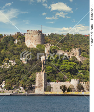 Rumelihisari, or Bogazkesen Castle, at the hills of the European side of Bosphorus Strait, Istanbul, Turkey 100648500