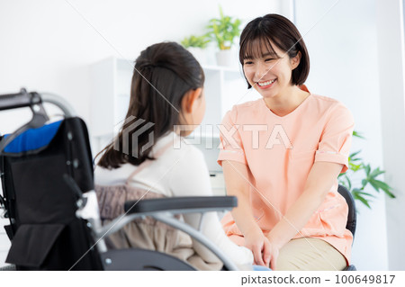 Wheelchair child medical examination 100649817