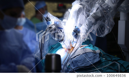Robotic Surgery. Medical operation involving robot. Medical robot. Minimally Invasive Robotic Surgery. 100649836
