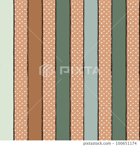 Hand drawn sealess pattern with neutral beige brown sage green lace stripes. Pastel striped abstract geometric print, faded colors for textile wrapping paper wallpaper, retro vintage design. Hand drawn sealess pattern with neutral beige brown sage green lace stripes. Pastel striped abstract geometric print, faded colors for textile wrapping paper wallpaper, retro vintage design. 100651174