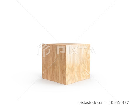 3D Rendering Wooden Cube Box on white background-插圖素材 [100651487] - PIXTA圖庫