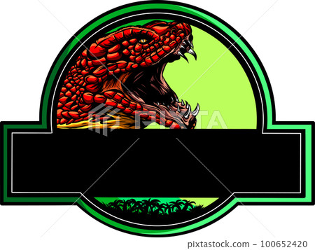 vector illustration shows a poisonous snake head. digital hand draw design 100652420