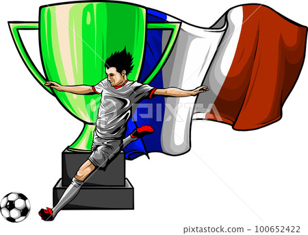 kick the ball soccer vector illustration. digital hand draw design 100652422