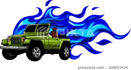 Hunter car jeep vector illustration on white background. digita hand draw design Hunter car jeep vector illustration on white background. digita hand draw design 100652424