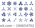 Boat propellers screws icon. Marine or airplane turbine screw symbols. Rotate ship motors, fan silhouettes set. Isolated flight blades decent vector set 100654702