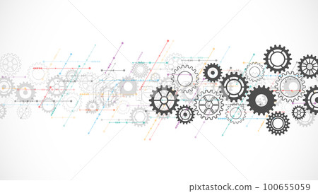 Cogs and gear wheel mechanisms. Concepts and ideas for hi-tech digital technology and engineering design. Abstract technical background of mechanical engineering. Vector illustration Cogs and gear wheel mechanisms. Concepts and ideas for hi-tech digital technology and engineering design. Abstract technical background of mechanical engineering. Vector illustration 100655059