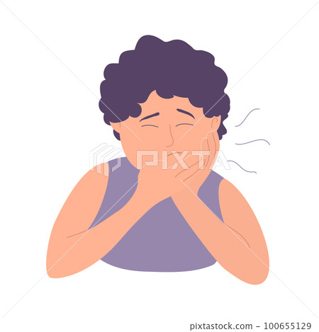 A young woman suffers from a toothache A young woman suffers from a toothache 100655129