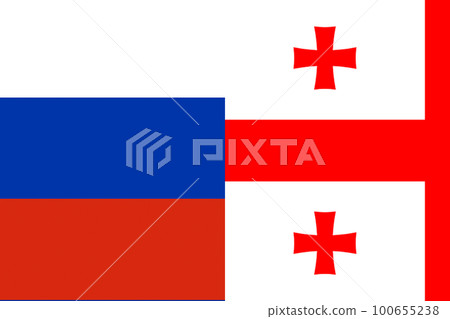 Russia and Georgia. Russia vs Georgia flags on. Relation. Russia Georgia conflict, war crisis, economy, relationship, trade concept. Protests 100655238