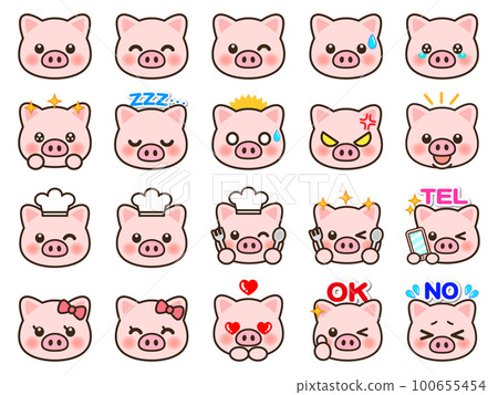 小豬臉圖標插圖素材集 小豬臉圖標插圖素材集 100655454
