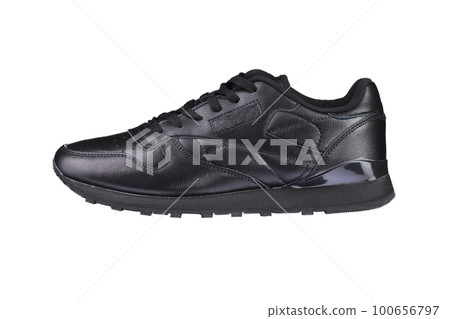 Sport shoes. Black sneaker on a white background. Shoe. 100656797