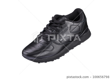 Sport shoes. Black sneaker on a white background. Shoe. Sport shoes. Black sneaker on a white background. Shoe. 100656798