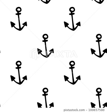 Vector seamless pattern sea anchors stylized funny Vector seamless pattern sea anchors stylized funny 100657580