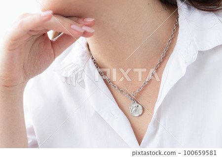 Beautiful woman portrait with stylish accessories, closeup. Jewelry and handmade jewellery concept Beautiful woman portrait with stylish accessories, closeup. Jewelry and handmade jewellery concept 100659581