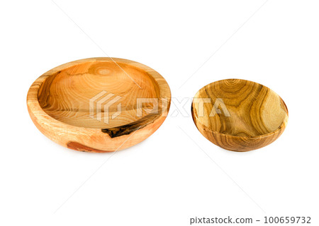 Wooden bowls handmade isolated on a white background. Wooden bowls handmade isolated on a white background. 100659732