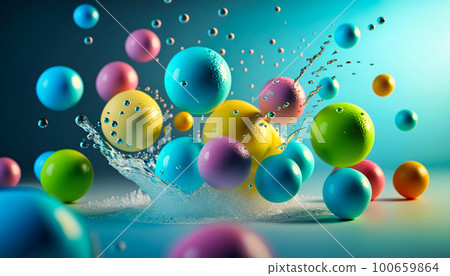 colored drops water splashes light blue, generative AI colored drops water splashes light blue, generative AI 100659864