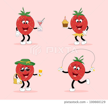 Cartoon style - cheerful and positive strawberry. Cartoon style - cheerful and positive strawberry. 100660129