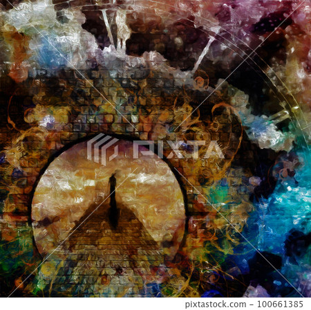 Lonely man on stone road 100661385