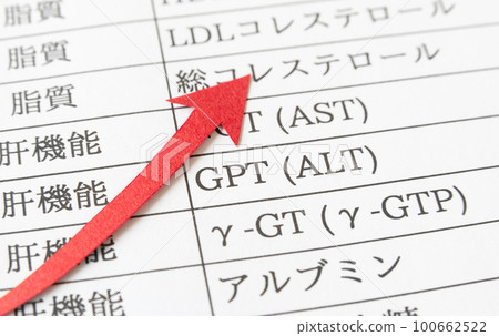GPT和上升箭頭‖體檢項目‖ALT‖肝功能‖肝臟 100662522