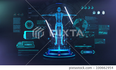 MRI scanning Human body in HUD style 100662954