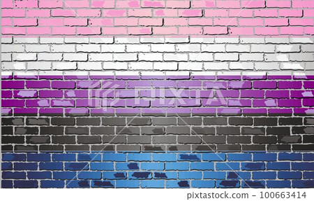 Genderfluid Pride Flag on a brick wall 100663414