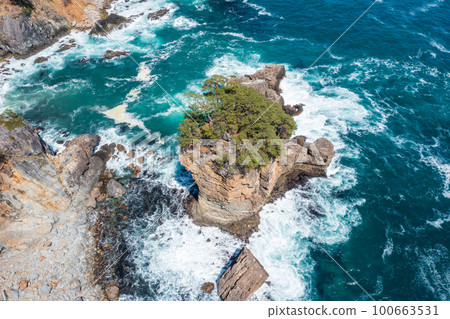Aerial photography "Iwate Prefecture" Sannoiwa Rock Miyako City Aerial photography "Iwate Prefecture" Sannoiwa Rock Miyako City 100663531
