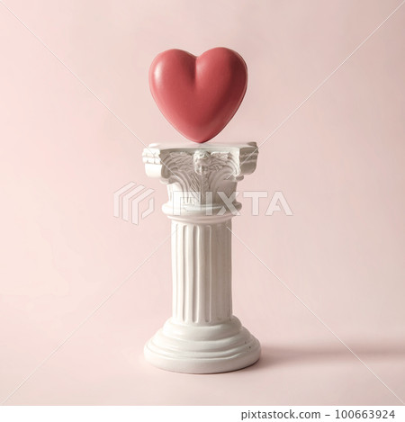 An antique Roman column with the symbol of the romantic heart. An antique Roman column with the symbol of the romantic heart. 100663924