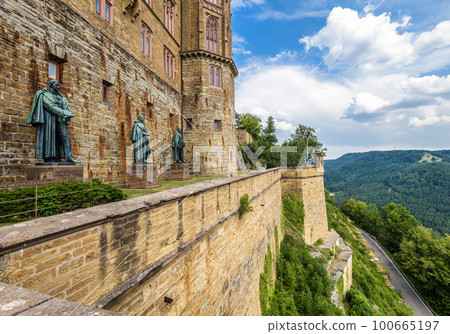 Hohenzollern Castle on mountain top in Stuttgart vicinity, Germany 100665197