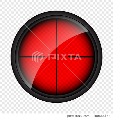 Various weapon thermal infrared sight, sniper rifle optical scope. Hunting gun viewfinder with crosshair. Aim, shooting mark symbol. Military target sign. Game UI element. Vector illustration Various weapon thermal infrared sight, sniper rifle optical scope. Hunting gun viewfinder with crosshair. Aim, shooting mark symbol. Military target sign. Game UI element. Vector illustration 100666162