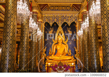 buddha very beautiful in the temple , Buddha statue in thailand - Wat Phra Si Rattana Mahathat Ratchaworawiharn Phitsanulok Thailand 100668832