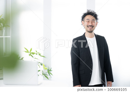 Image of a smiling bearded businessman looking at the camera Image of a smiling bearded businessman looking at the camera 100669105