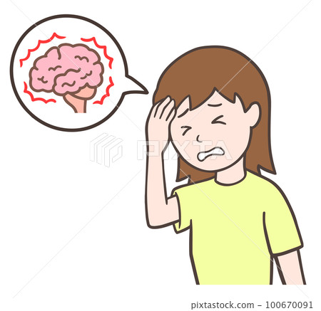 Woman suffering from brain symptoms 100670091