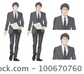 [Whole body standing picture] Vector illustration of a salaried man wearing a suit (front) 100670760