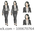 [Full-body standing picture] Vector illustration of a pants-style woman wearing a suit (front) 100670764
