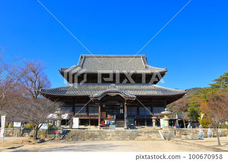 [山口縣]晴天時的周國分寺金堂 100670958