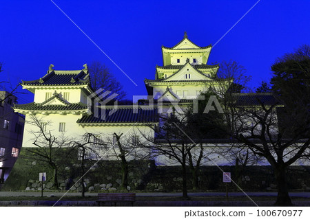 [岐阜縣]大垣城夜景 100670977