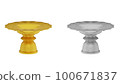 element of gold and silver pedestal tray with thai culture pattern. thailand travel. 100671837