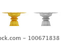 element of gold and silver pedestal tray with thai culture pattern. thailand travel. 100671838