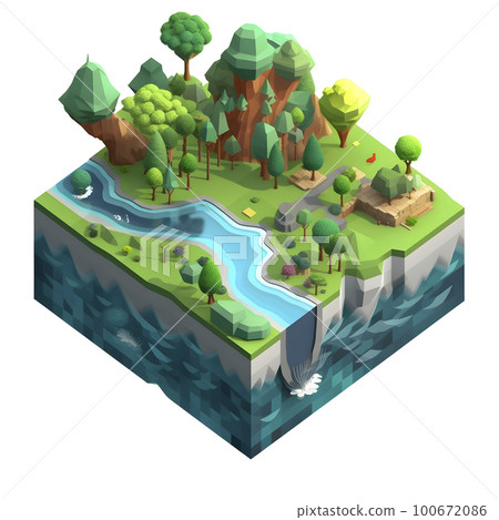 Consideration of Earth's renewable energy Isometric diagram "AI-generated image" 100672086