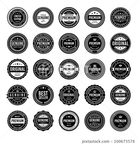 Classic Vintage Retro Premium Vector Badge, Emblem, Logo, Label, Sticker, Stamp, Symbol, Seal, Banner Frame Collection Set 100673578