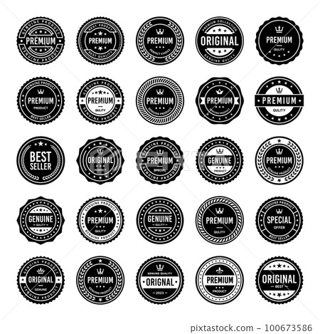 Classic Vintage Retro Premium Vector Badge, Emblem, Logo, Label, Sticker, Stamp, Symbol, Seal, Banner Frame Collection Set 100673586
