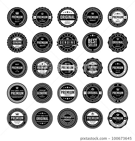 Classic Vintage Retro Premium Vector Badge, Emblem, Logo, Label, Sticker, Stamp, Symbol, Seal, Banner Frame Collection Set 100673645