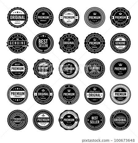 Classic Vintage Retro Premium Vector Badge, Emblem, Logo, Label, Sticker, Stamp, Symbol, Seal, Banner Frame Collection Set 100673648