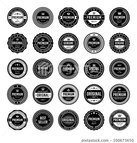 Classic Vintage Retro Premium Vector Badge, Emblem, Logo, Label, Sticker, Stamp, Symbol, Seal, Banner Frame Collection Set Classic Vintage Retro Premium Vector Badge, Emblem, Logo, Label, Sticker, Stamp, Symbol, Seal, Banner Frame Collection Set 100673650